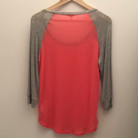 Splendid Pink+ Grey 3/4 baseball tee - Picture 2 of 3